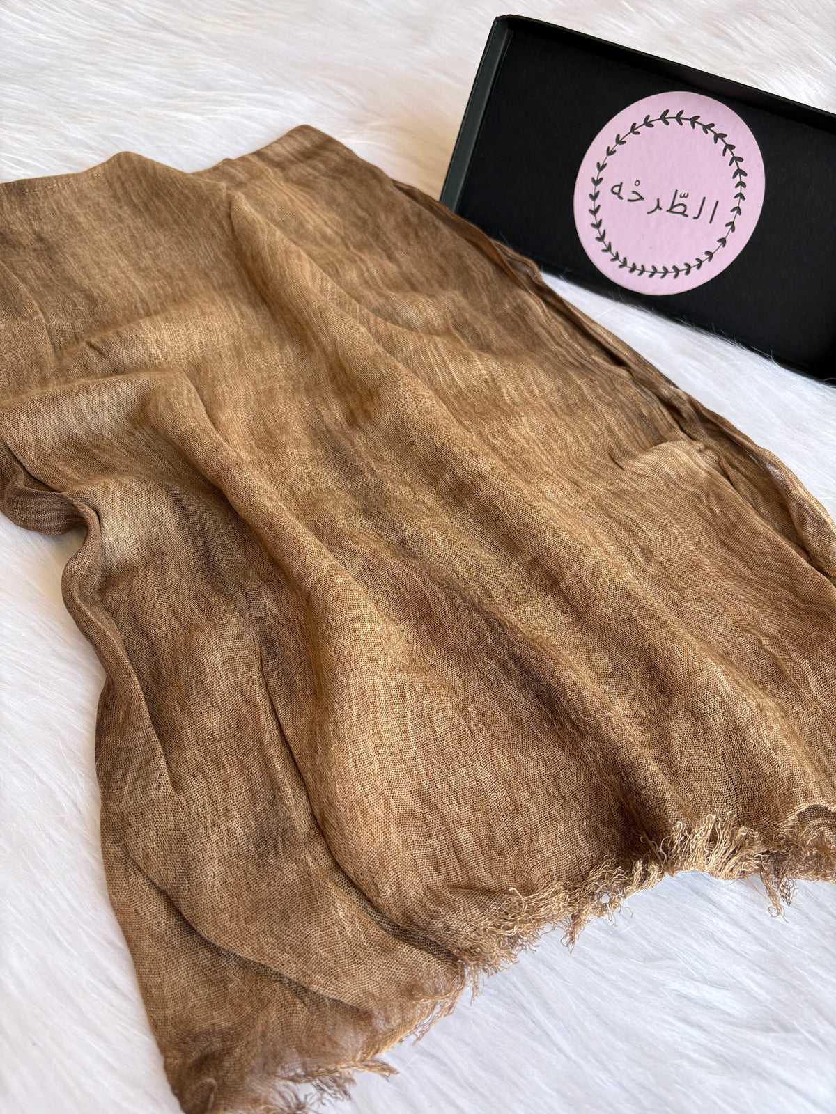 Colourful Linen Scarf ( Light Brwon )