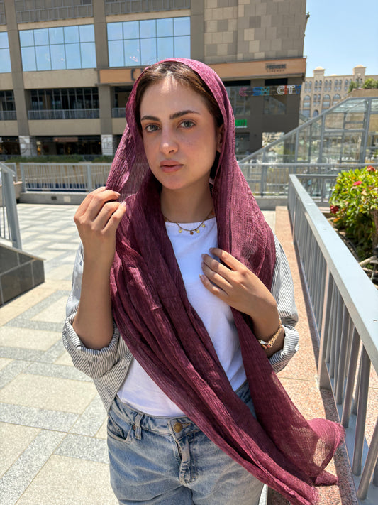 Messy Chiffon Hijab ( Royal Burgandy)