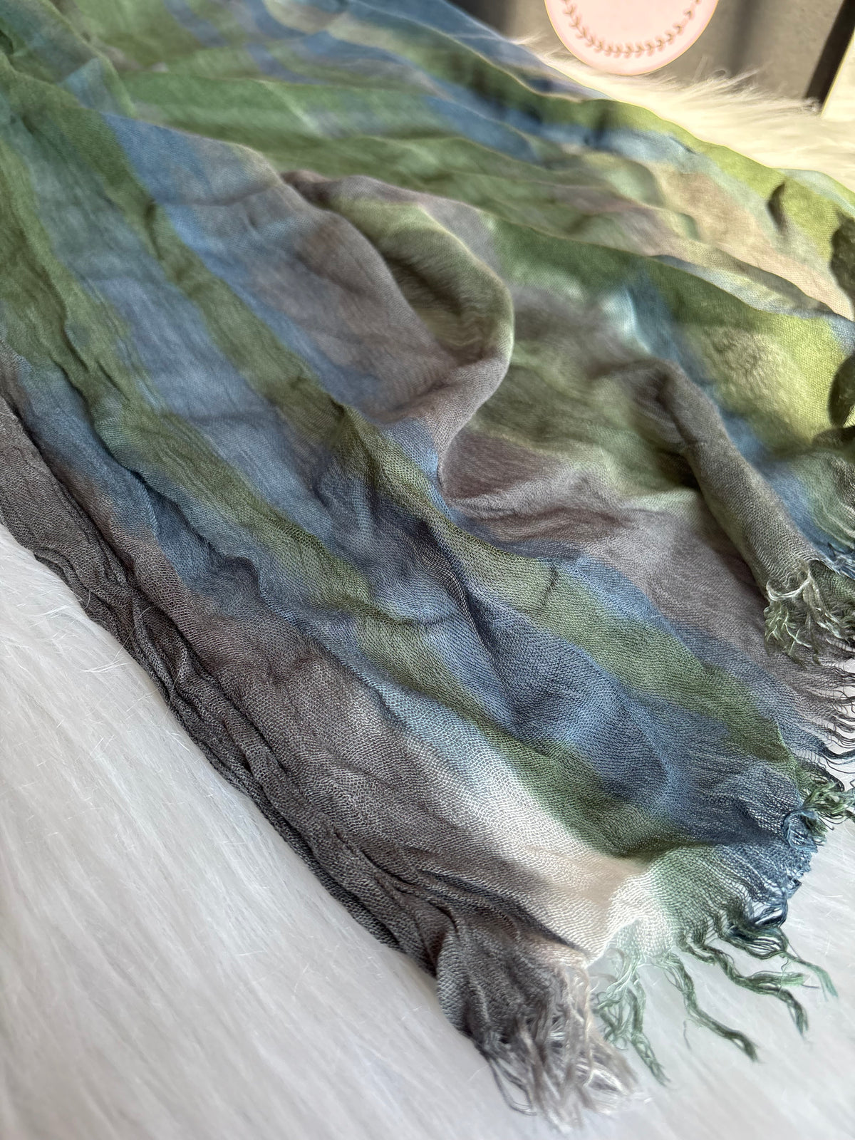 Colourful Linen Scarf ( Mix Green )