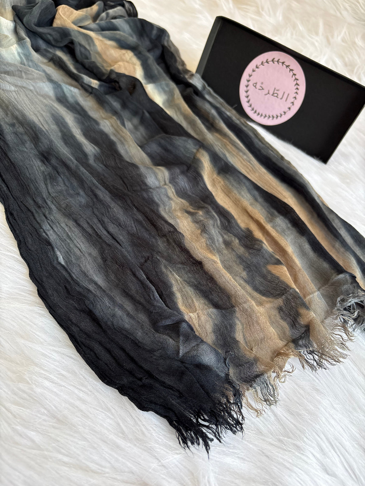 Colourful Linen Scarf ( Mix Black )