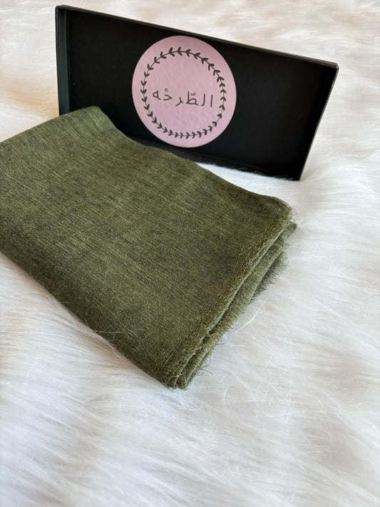 Ruffled Linen Hijab ( Royal green)