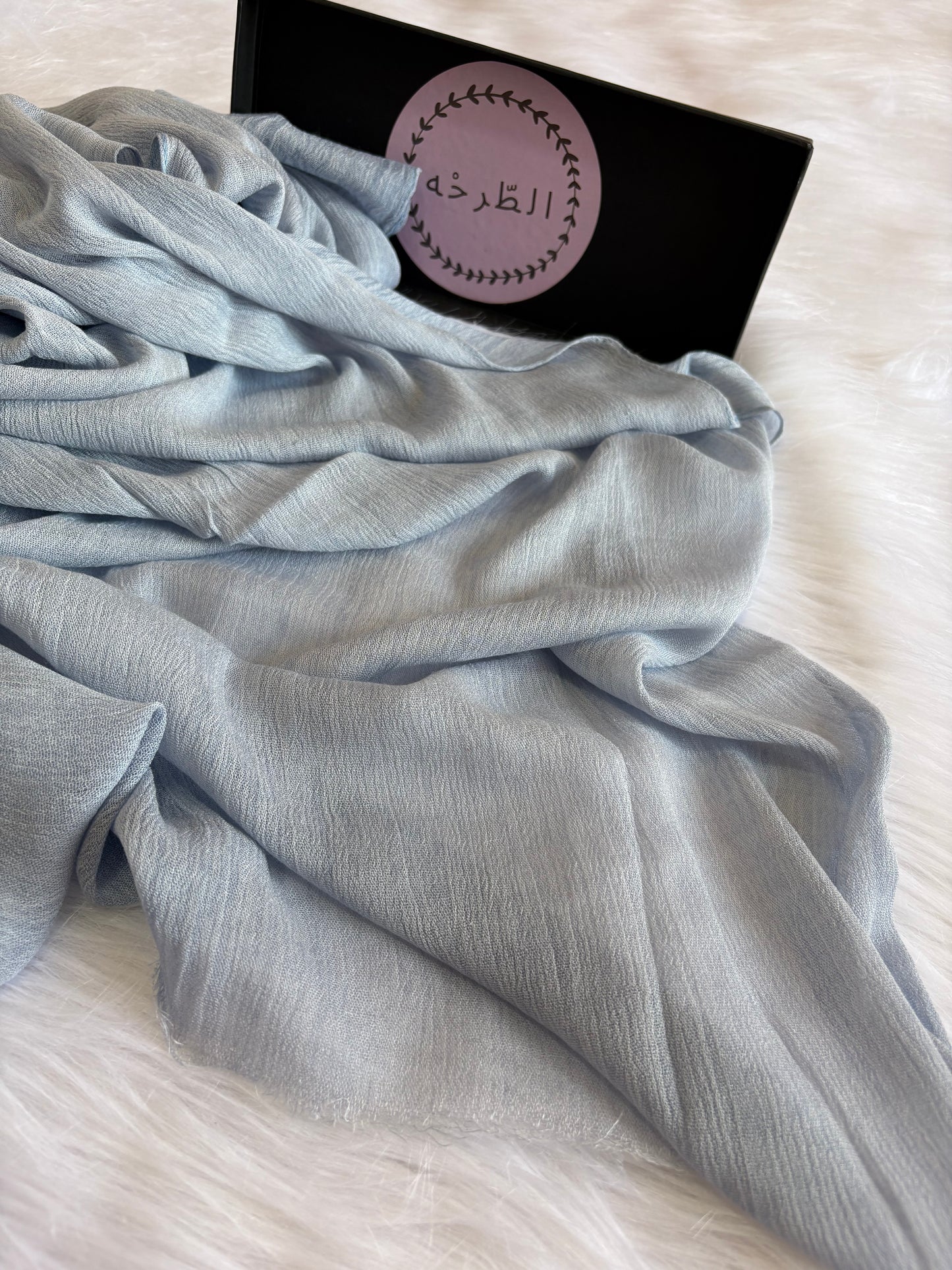 Ruffled Linen Hijab ( Baby blue)