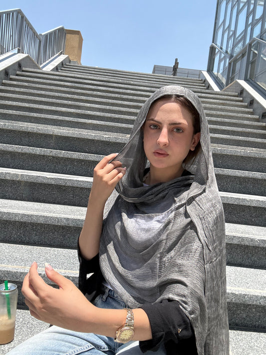 Messy Chiffon Hijab ( Gray)