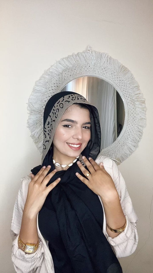 Printed Modal Hijab (Black Tiger)