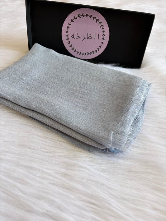 Ruffled Linen Hijab ( Baby blue)