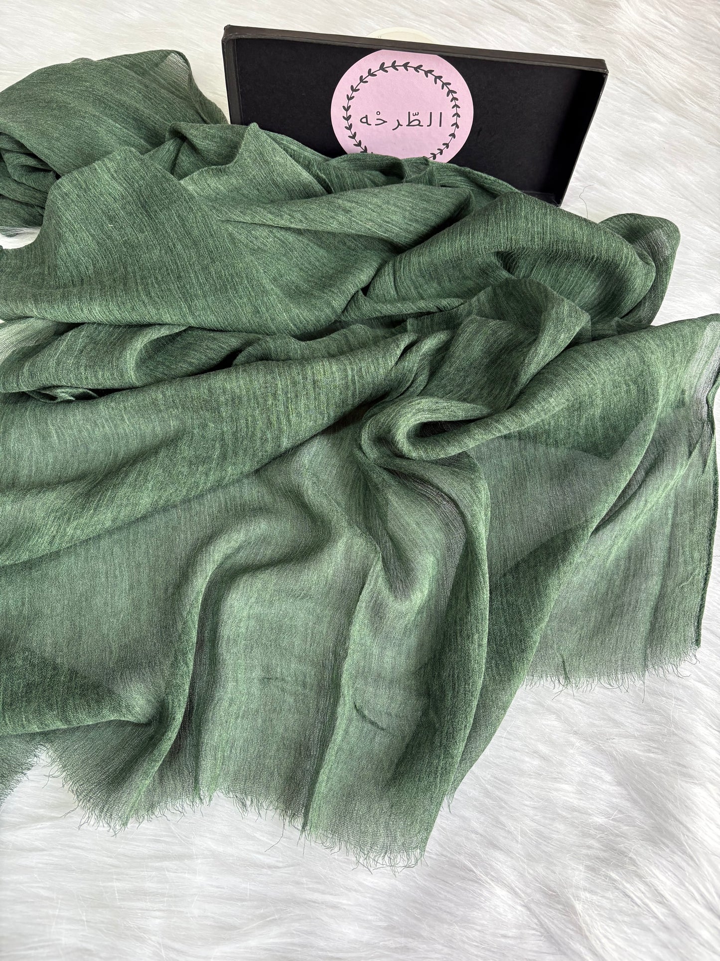 Ruffled Linen Hijab ( Green )