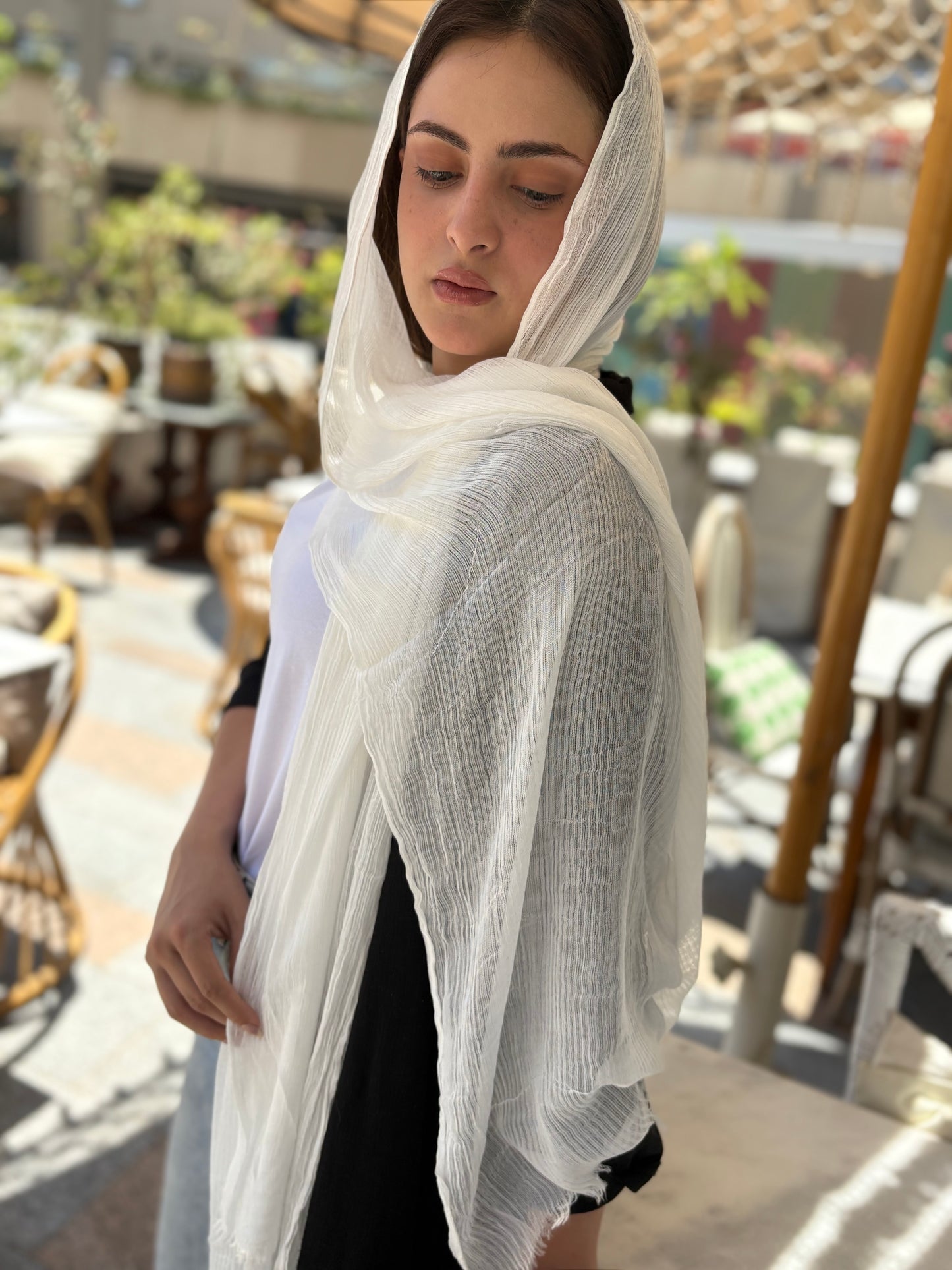 Messy Chiffon Hijab ( Off White )