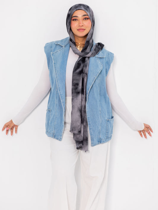 Garnished Linen hijab ( Vlvet Grey )