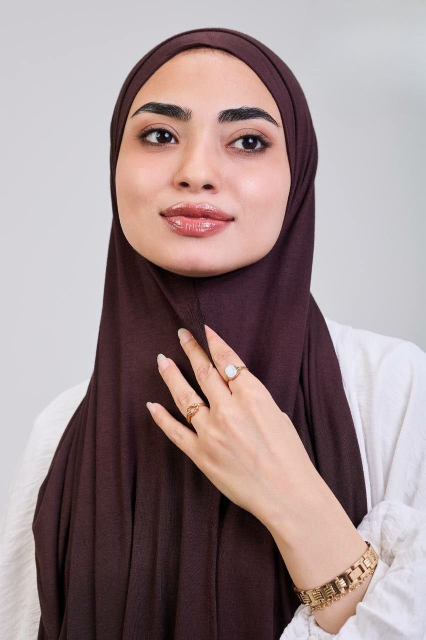 Easy hijab with bandana (Dark brown)