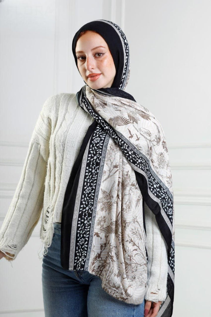 Printed Modal Hijab(Flamingo)
