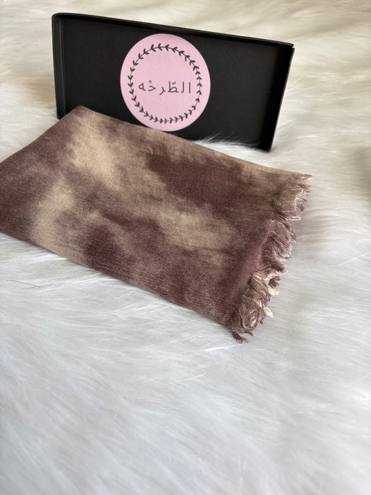Garnished Linen hijab ( Vlvet Dark Beige )