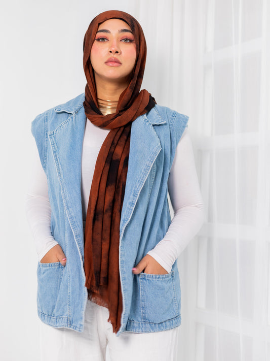 Garnished Linen hijab (Vlvet Brown )