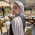 Elegant Kuwaiti Scarf With Bandana (Soft Gray )