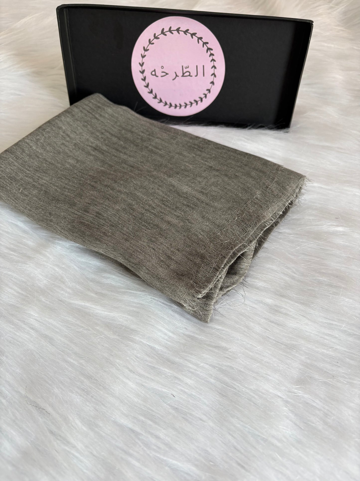 Ruffled Linen Hijab ( Gray)