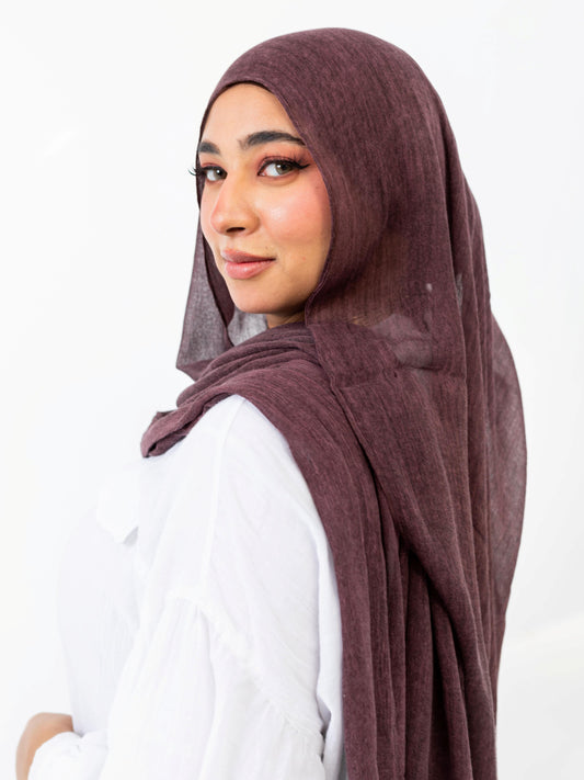 Ruffled Linen Hijab ( Dark Purple)