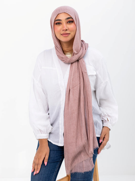 Ruffled Linen Hijab ( pink)
