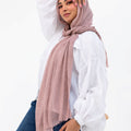 Ruffled Linen Hijab ( pink)