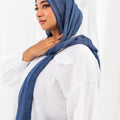 Ruffled Linen Hijab ( Soft Blue )