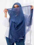 Ruffled Linen Hijab ( Soft Blue )