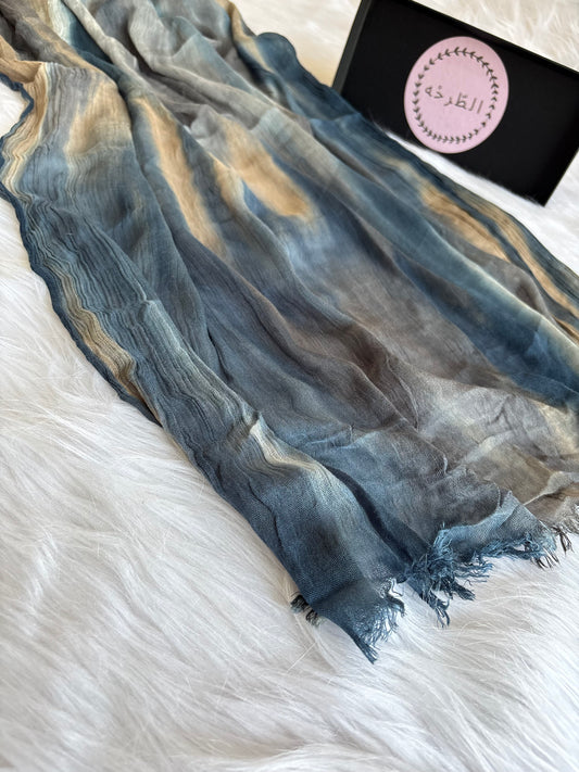Colourful Linen Scarf ( Navy )