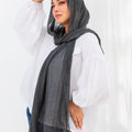 Ruffled Linen Hijab ( Dark grey)