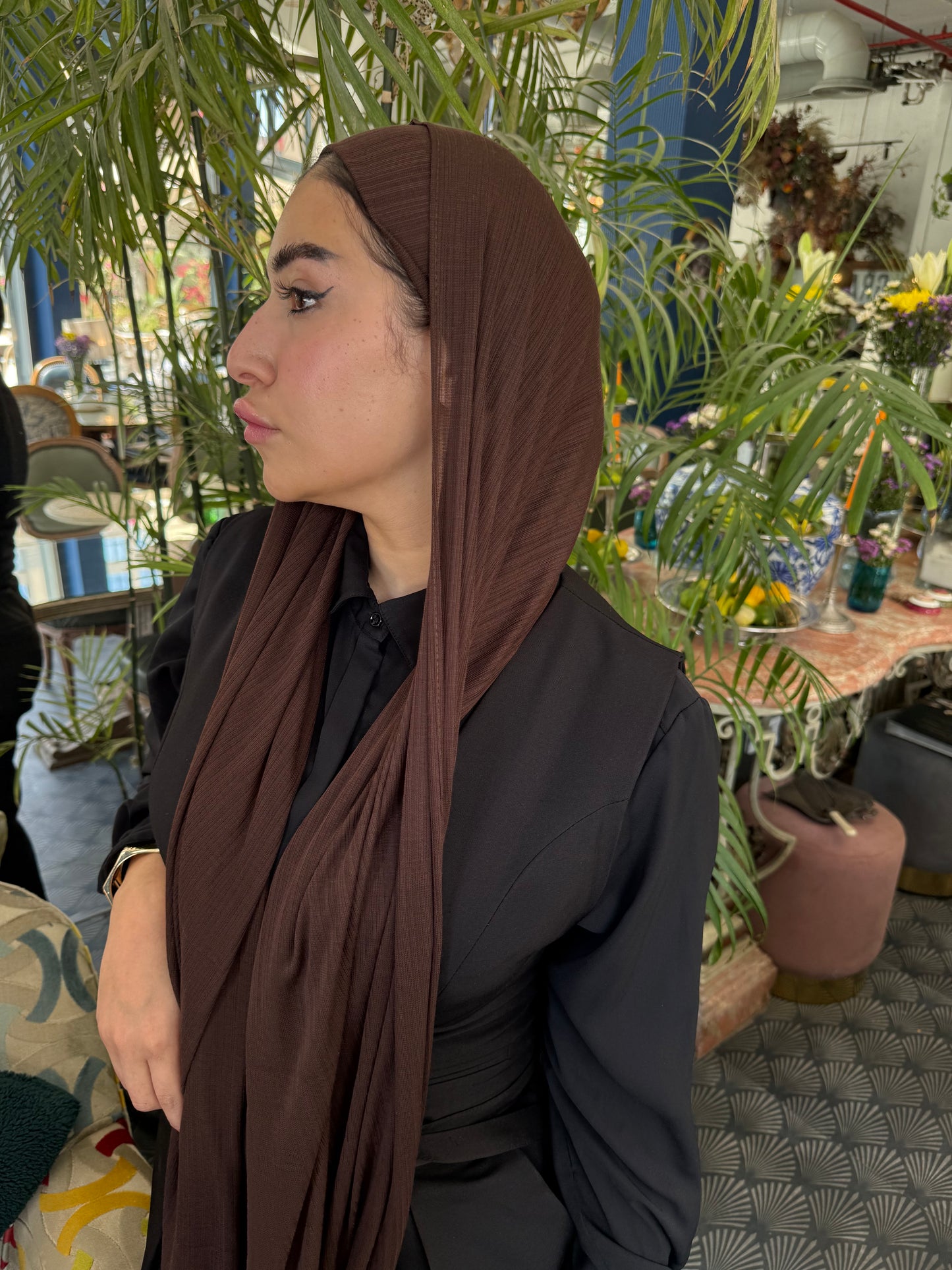 Elegant Kuwaiti Scarf With Bandana ( Brown )