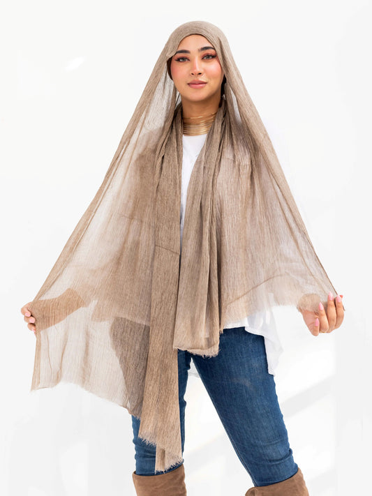Ruffled Linen Hijab ( Ash Brown)