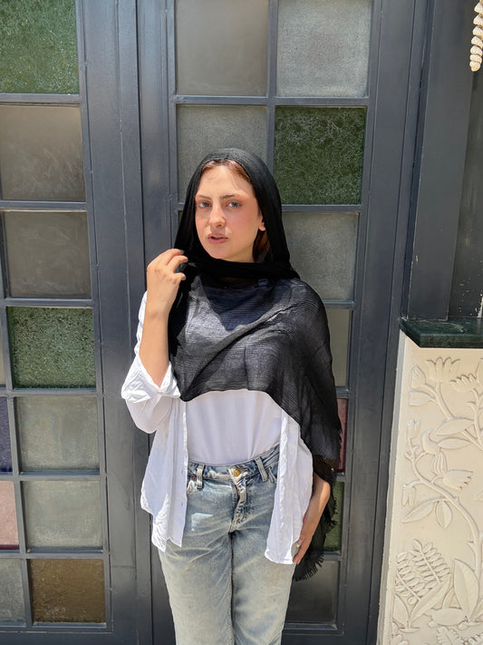 Messy Chiffon Hijab ( Black )