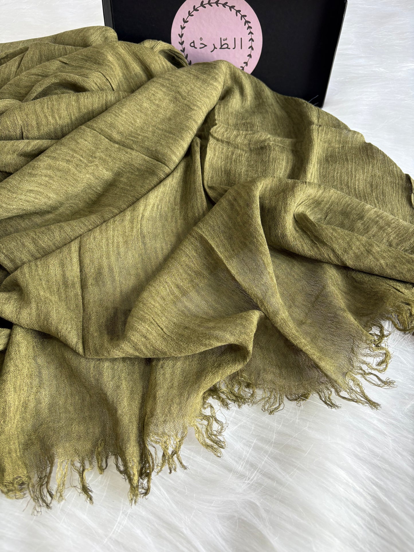 Ruffled Linen Hijab ( Kiwi )