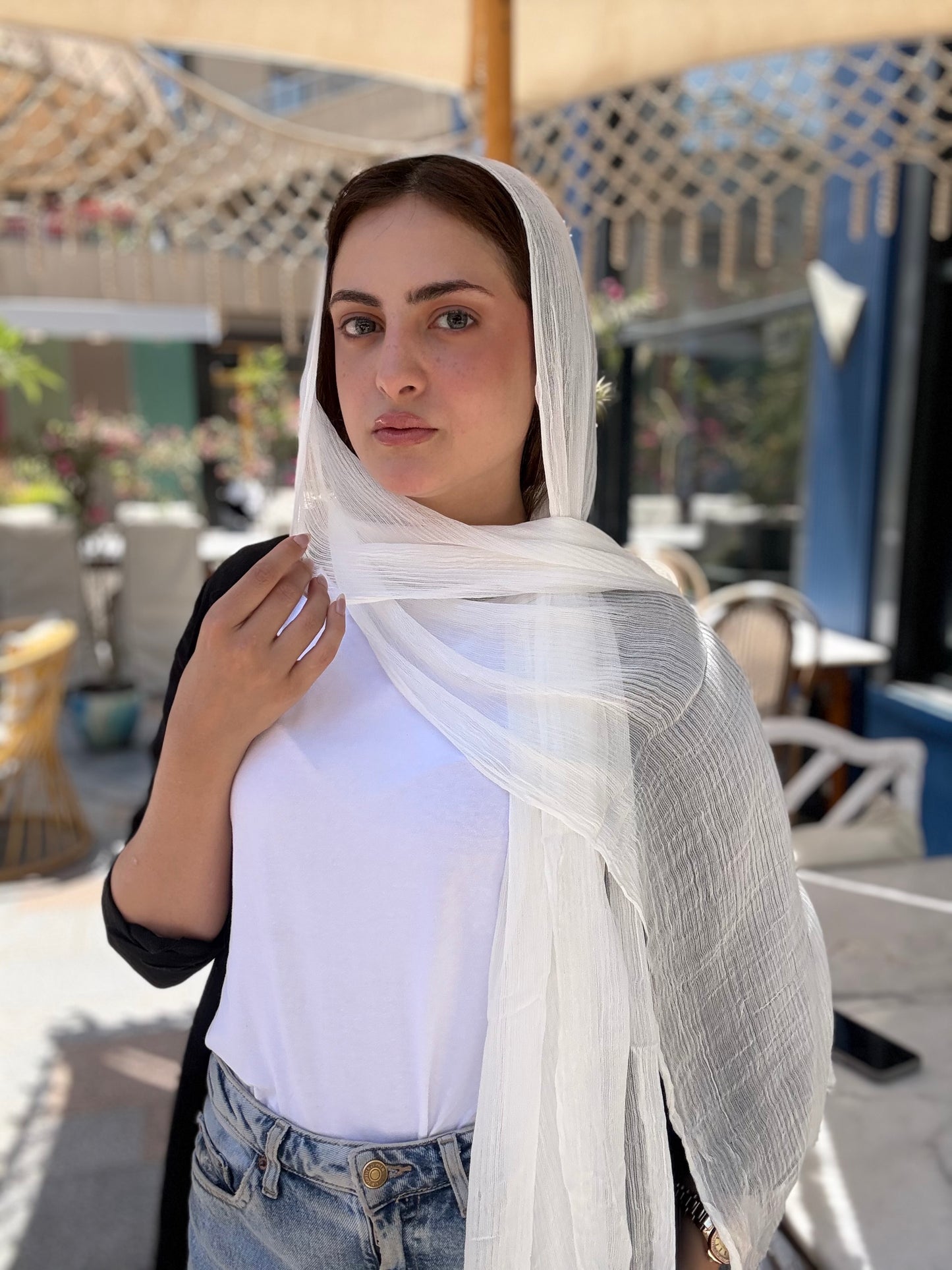 Messy Chiffon Hijab ( Off White )