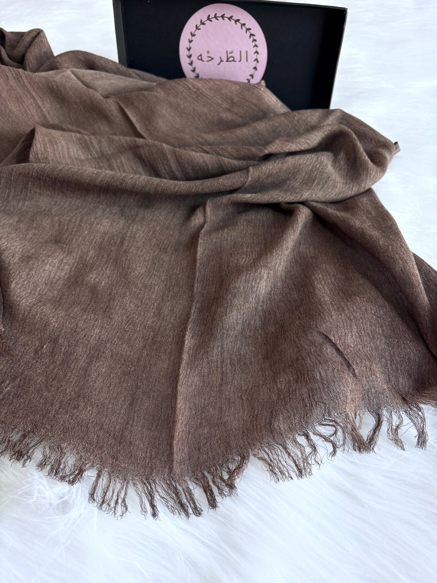 Ruffled Linen Hijab ( Dark Brown)