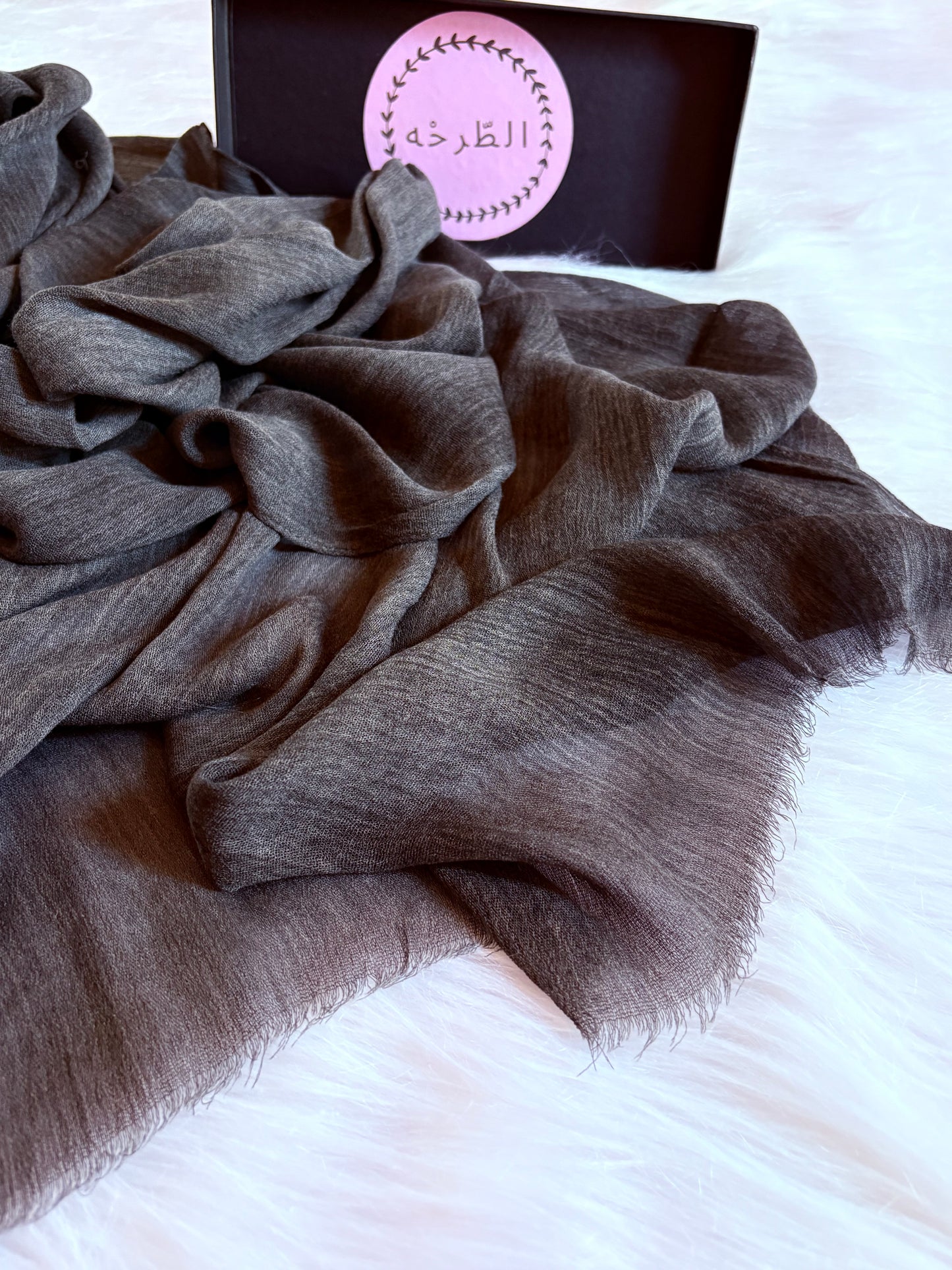 Ruffled Linen Hijab ( Dark grey)