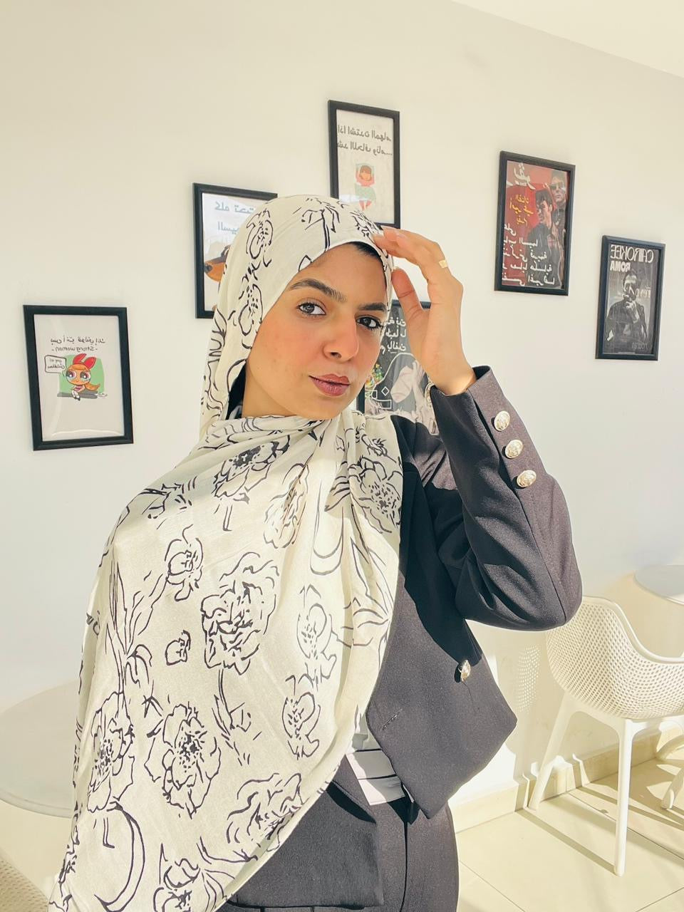 Printed Modal Hijab ( Scratch Flower )
