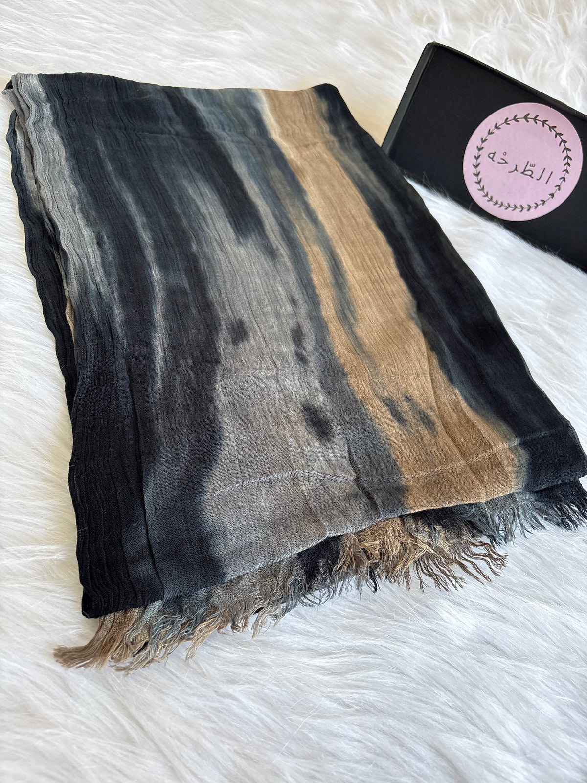 Colourful Linen Scarf ( Mix Black )