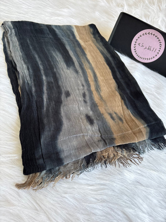Colourful Linen Scarf ( Mix Black )