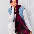Garnished Linen hijab (Vlvet Burgandy)