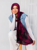 Garnished Linen hijab (Vlvet Burgandy)