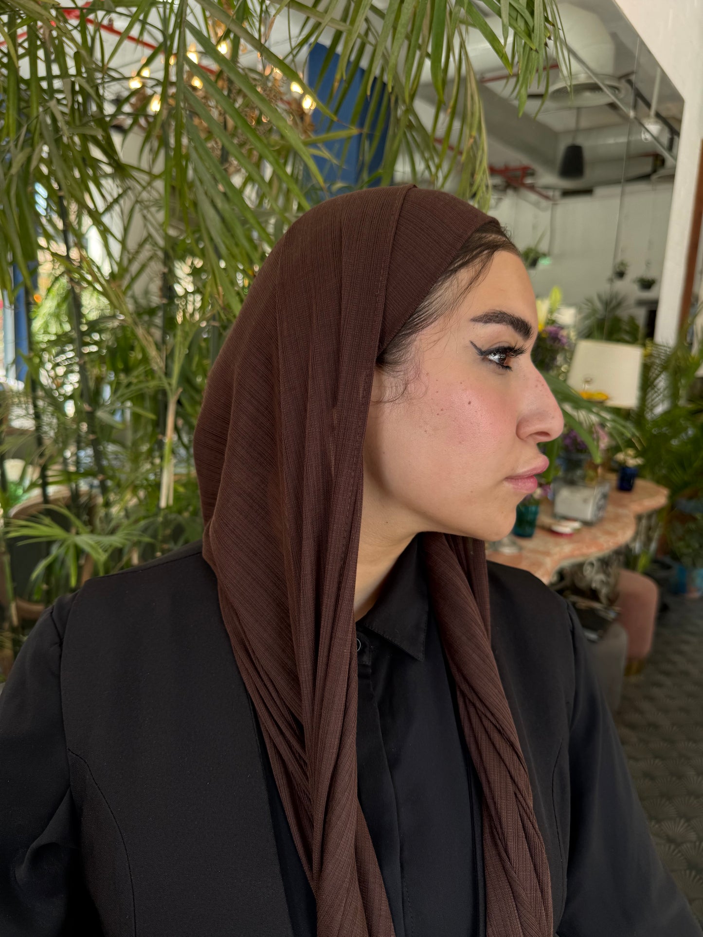 Elegant Kuwaiti Scarf With Bandana ( Brown )