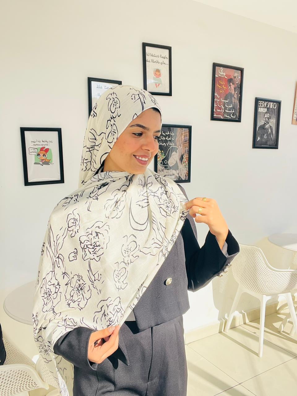 Printed Modal Hijab ( Scratch Flower )