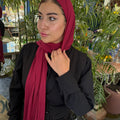 Elegant Kuwaiti Scarf With Bandana ( Burgandy )