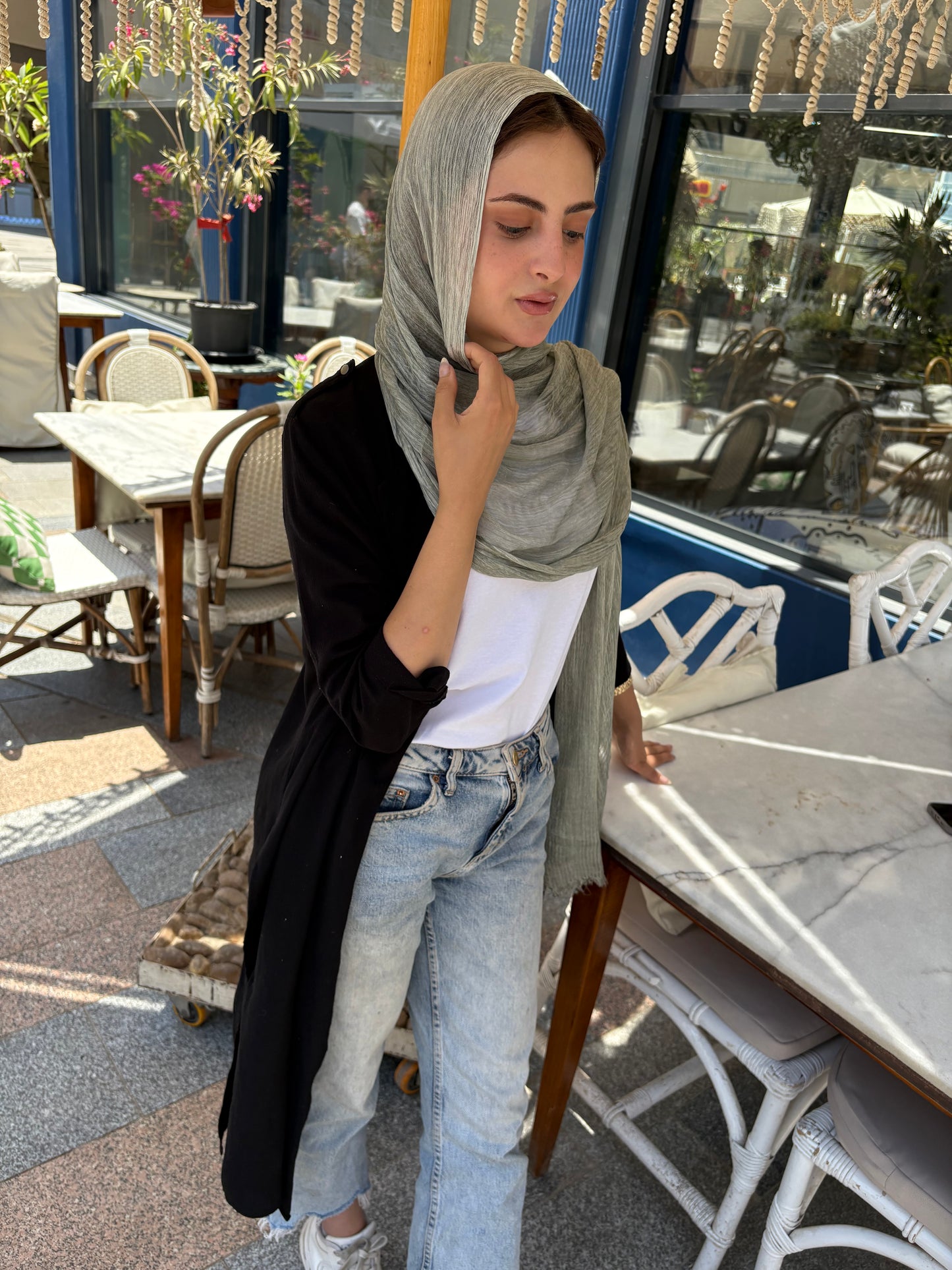 Messy Chiffon Hijab ( Light Green )