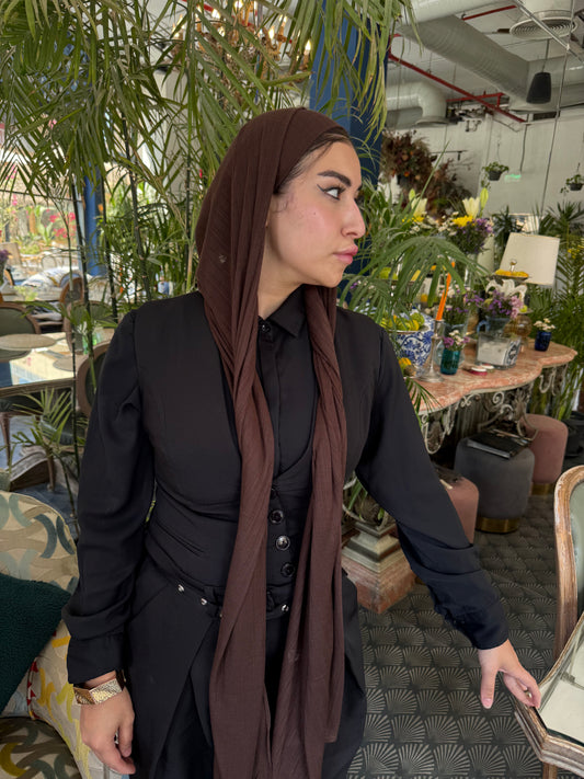 Elegant Kuwaiti Scarf With Bandana ( Brown )