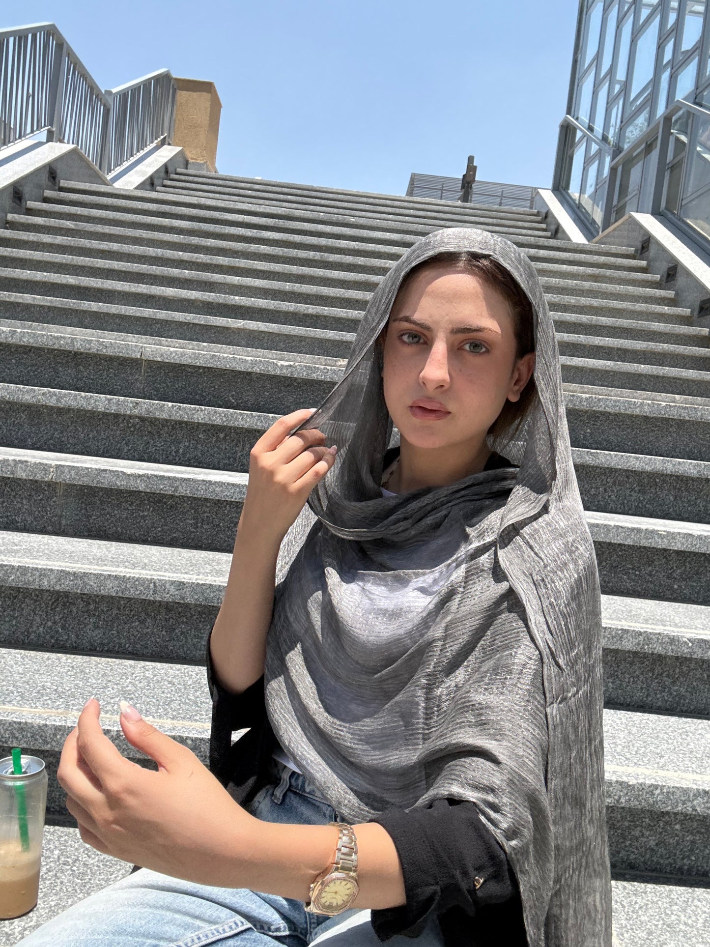 Messy Chiffon Hijab ( Gray)
