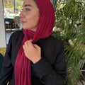 Elegant Kuwaiti Scarf With Bandana ( Burgandy )