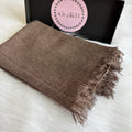 Ruffled Linen Hijab ( Dark Brown)