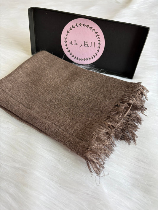 Ruffled Linen Hijab ( Dark Brown)