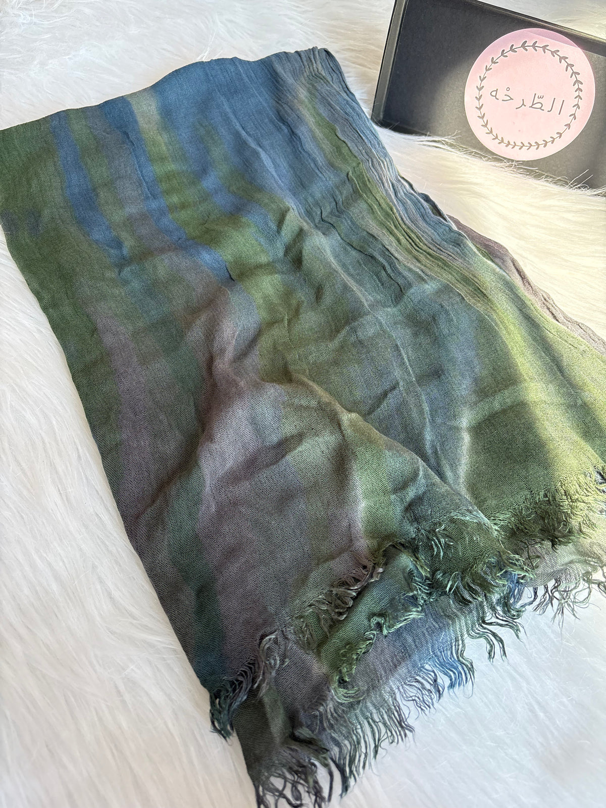Colourful Linen Scarf ( Mix Green )