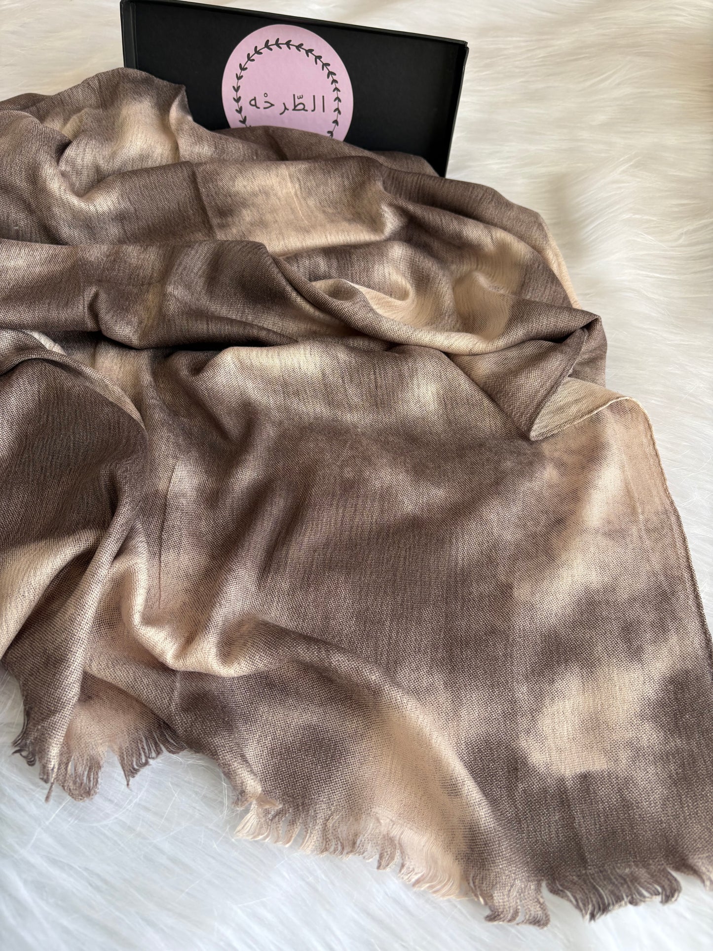 Garnished Linen hijab ( Vlvet Light Beige )
