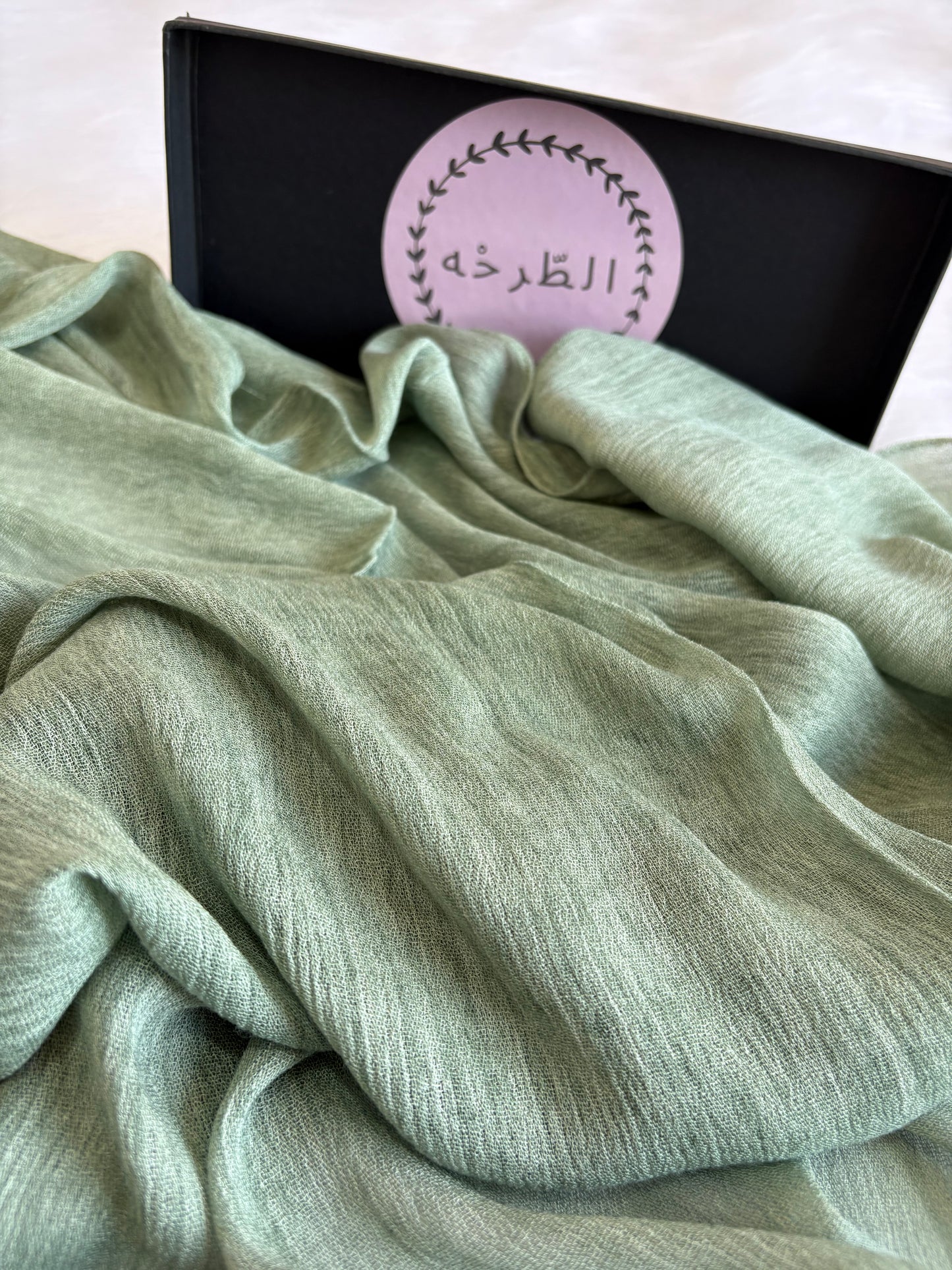 Ruffled Linen Hijab ( Light green)