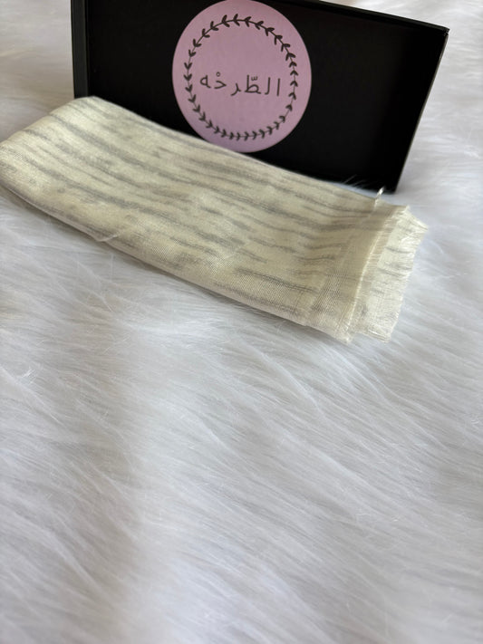 Premium linen cotton (Off white striped)